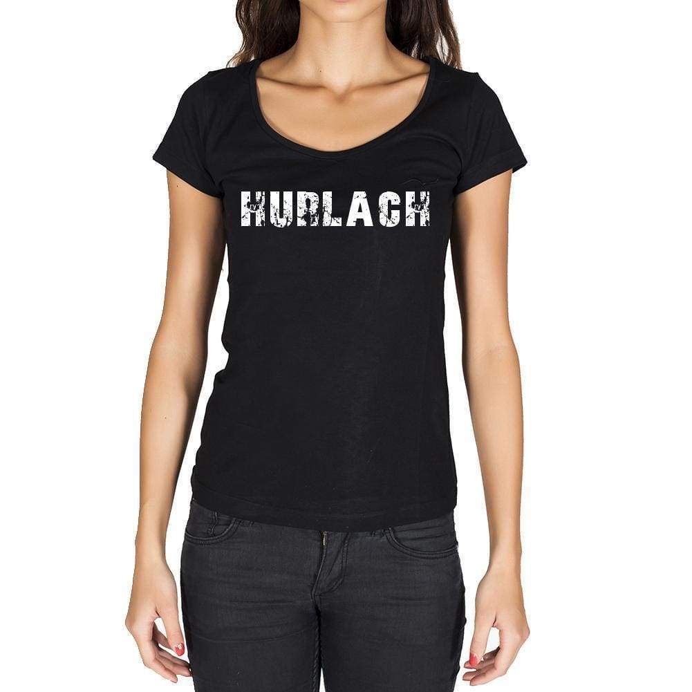 Hurlach German Cities Black Womens Short Sleeve Round Neck T-Shirt 00002 - Casual