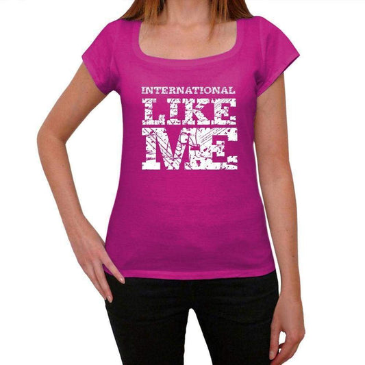 International Like Me Pink Womens Short Sleeve Round Neck T-Shirt - Pink / Xs - Casual