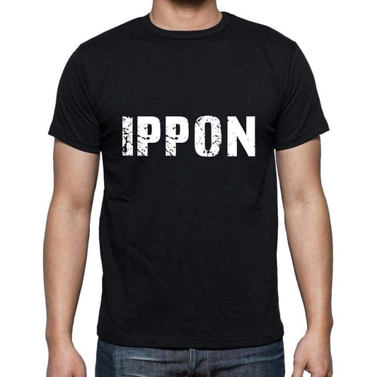 Ippon Mens Short Sleeve Round Neck T-Shirt 5 Letters Black Word 00006 - Casual