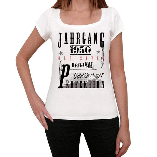 Jahrgang Birthday 1950 White Womens Short Sleeve Round Neck T-Shirt Gift T-Shirt 00351 - White / Xs - Casual