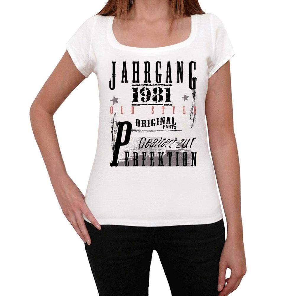 Jahrgang Birthday 1981 White Womens Short Sleeve Round Neck T-Shirt Gift T-Shirt 00351 - White / Xs - Casual