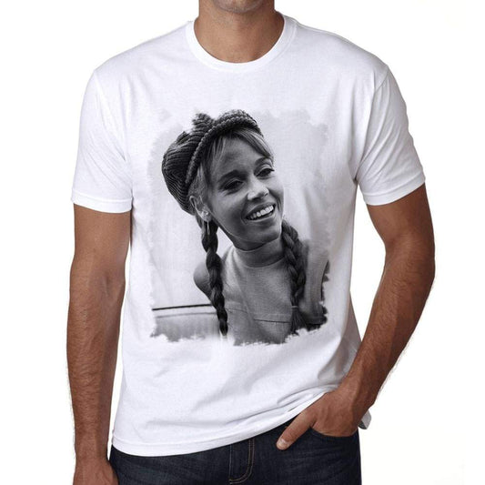 Jane Fonda Vintage Mens T-Shirt White Birthday Gift 00515 - White / Xs - Casual