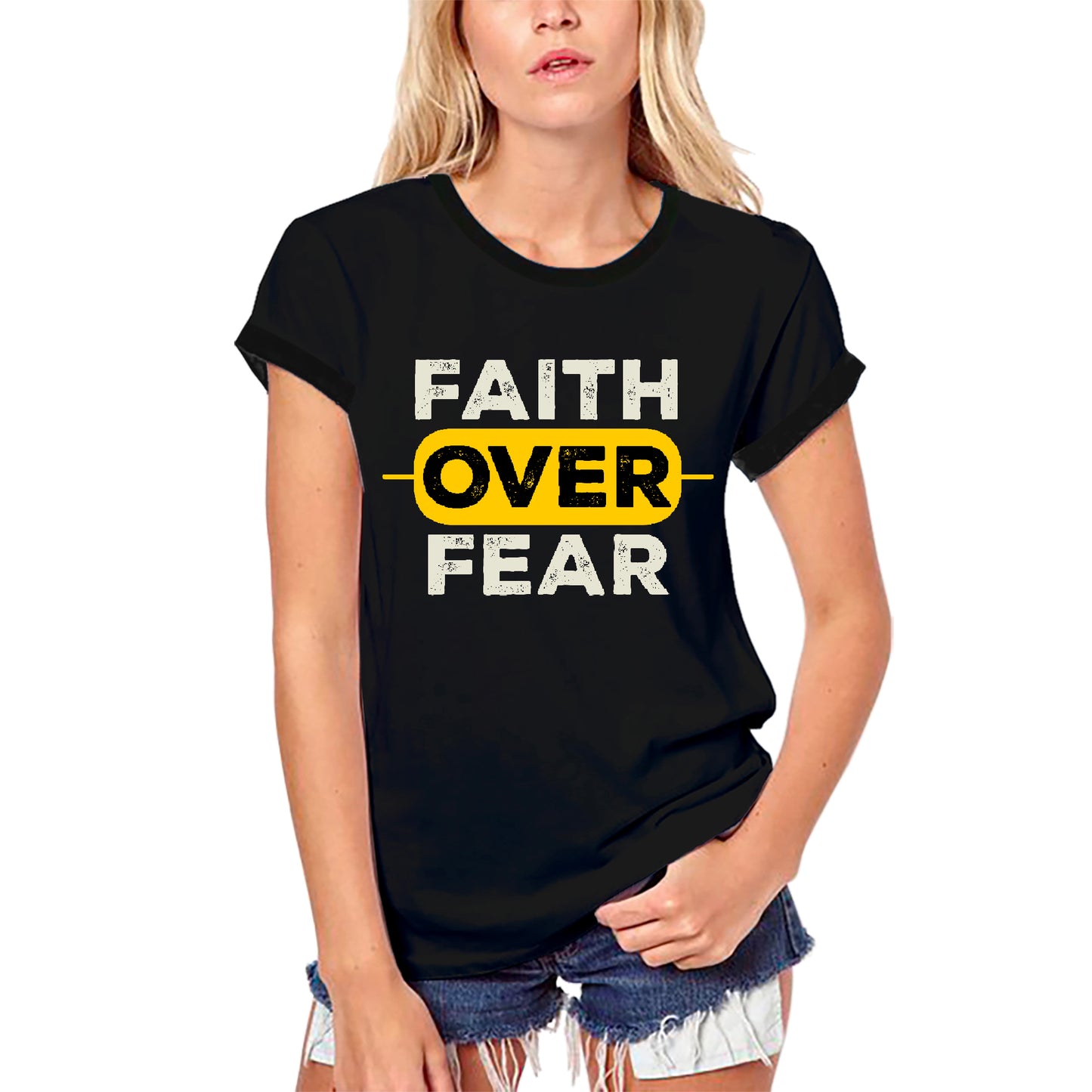 ULTRABASIC Women's Organic T-Shirt Faith over Fear - Bible Religious Shirt