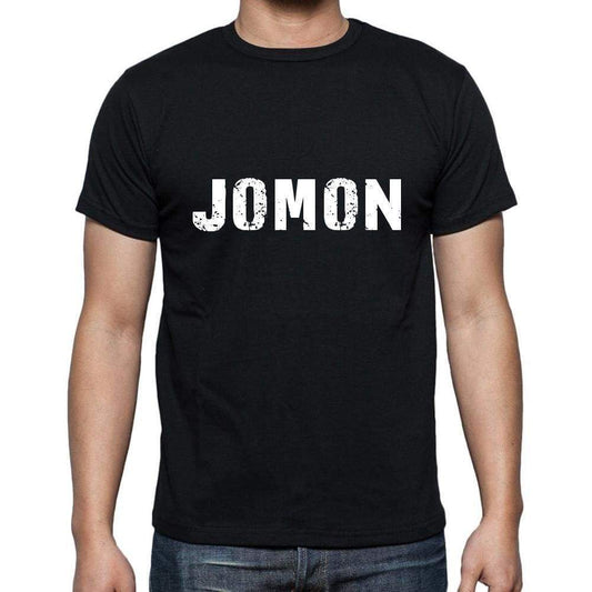 Jomon Mens Short Sleeve Round Neck T-Shirt 5 Letters Black Word 00006 - Casual