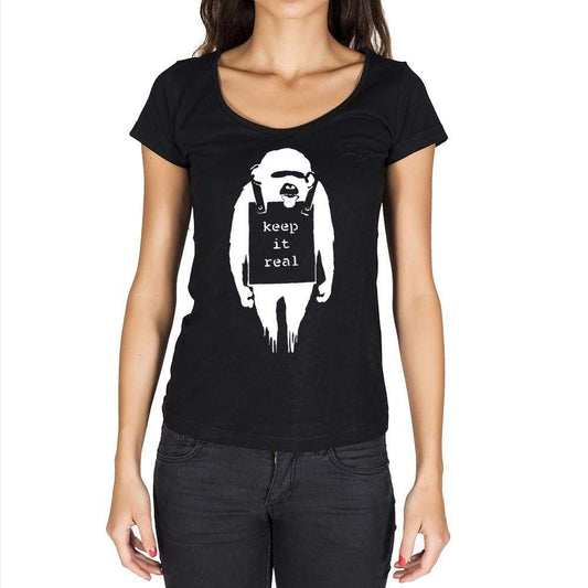 Keep It Real Chimp 1 Black Gift Tshirt Black Womens T-Shirt 00190