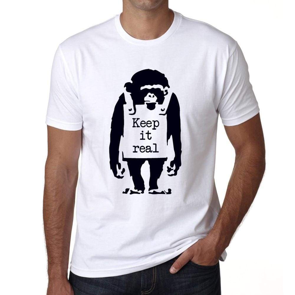 Keep It Real Chimp Mens Tee White 100% Cotton 00164