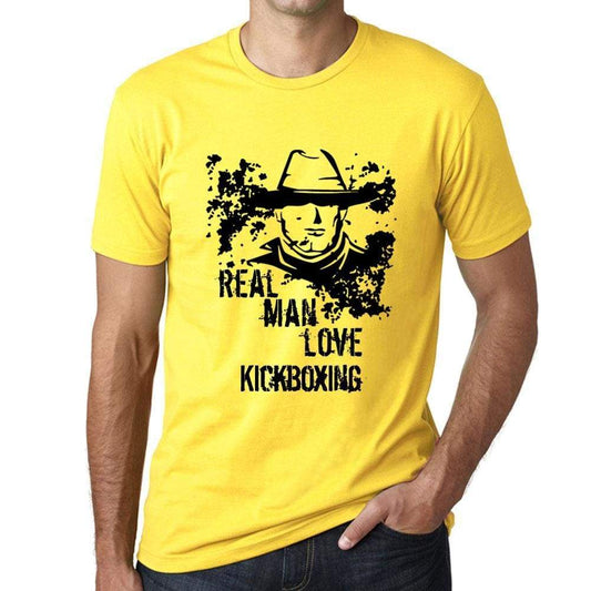 Kickboxing, Real Men Love Kickboxing Mens T shirt Yellow Birthday Gift 00542 - ULTRABASIC