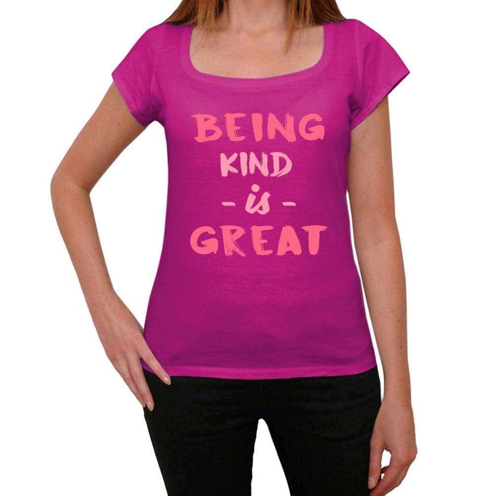Kind Being Great Pink Womens Short Sleeve Round Neck T-Shirt Gift T-Shirt 00335 - Pink / Xs - Casual