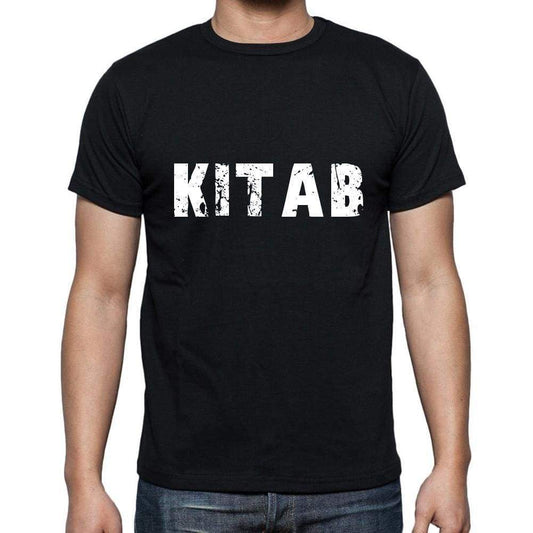 Kitab Mens Short Sleeve Round Neck T-Shirt 5 Letters Black Word 00006 - Casual