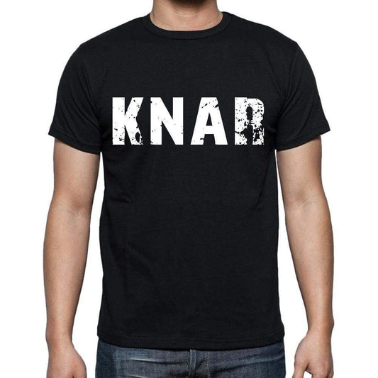 Knar Mens Short Sleeve Round Neck T-Shirt 4 Letters Black - Casual