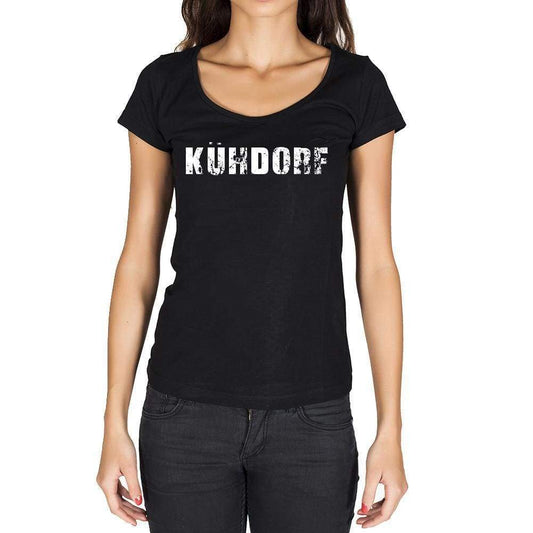 Kühdorf German Cities Black Womens Short Sleeve Round Neck T-Shirt 00002 - Casual
