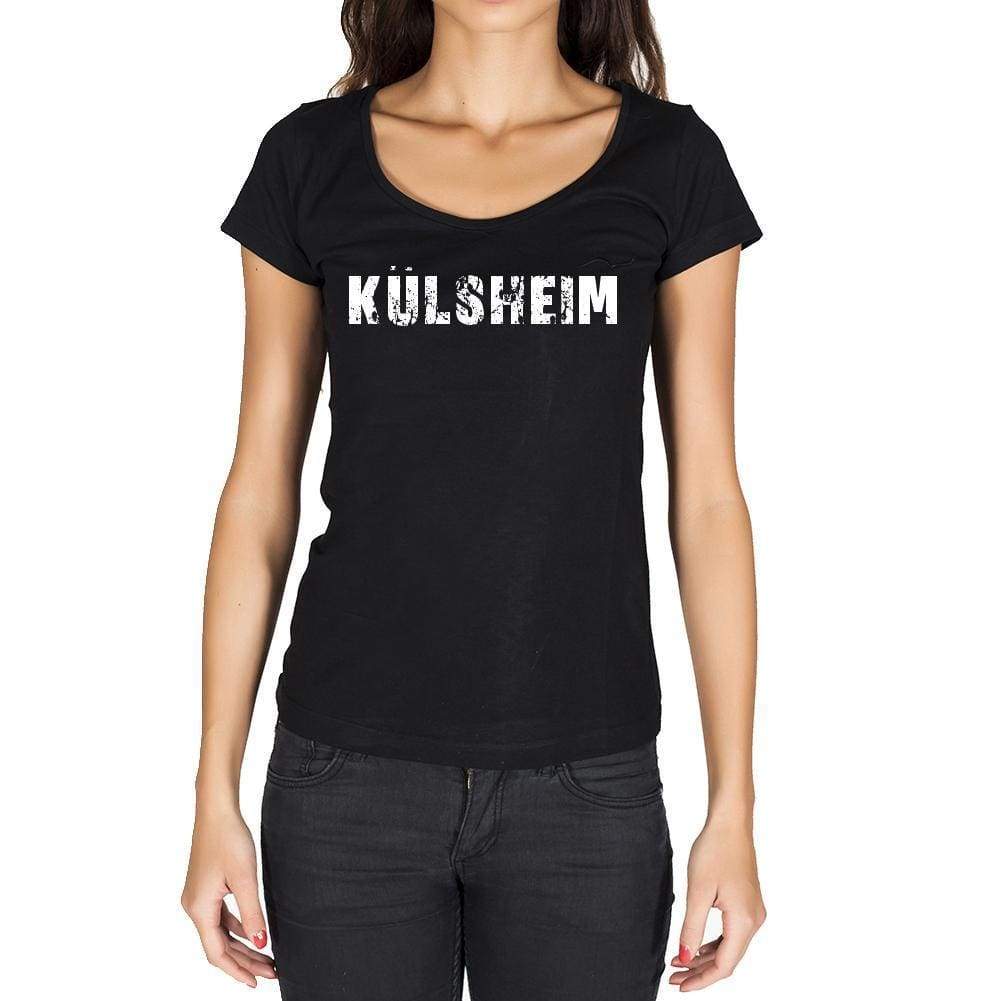 Külsheim German Cities Black Womens Short Sleeve Round Neck T-Shirt 00002 - Casual