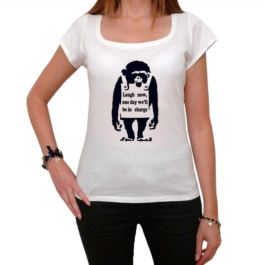 Laugh Now Chimp Tshirt White Womens T-Shirt 00163
