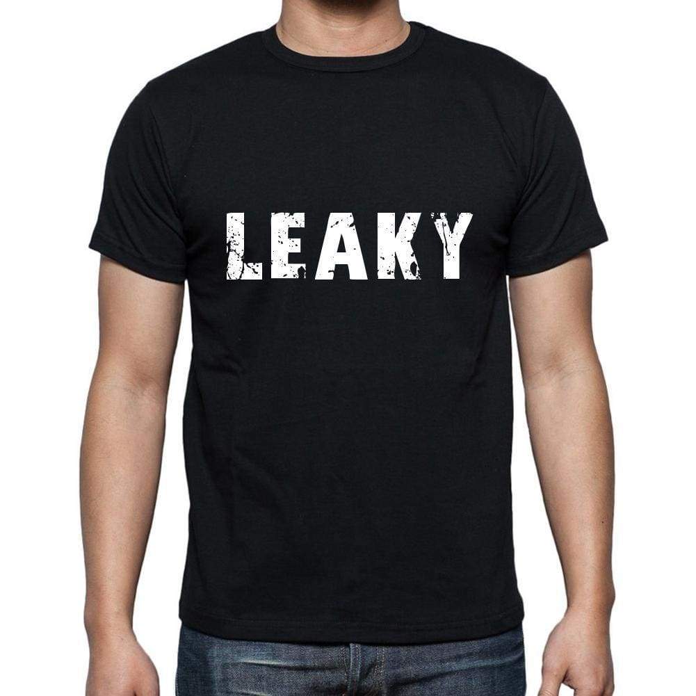 Leaky Mens Short Sleeve Round Neck T-Shirt 5 Letters Black Word 00006 - Casual