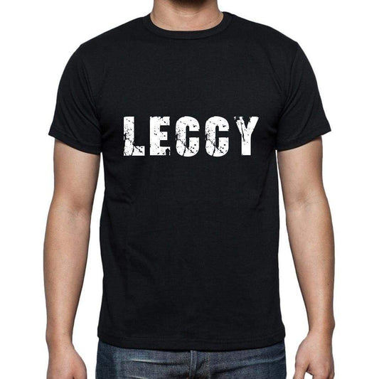 Leccy Mens Short Sleeve Round Neck T-Shirt 5 Letters Black Word 00006 - Casual