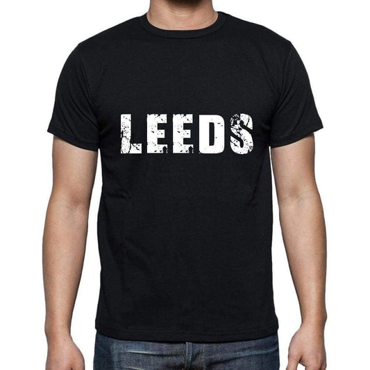 Leeds Mens Short Sleeve Round Neck T-Shirt 5 Letters Black Word 00006 - Casual