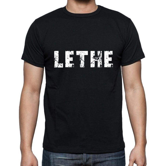 Lethe Mens Short Sleeve Round Neck T-Shirt 5 Letters Black Word 00006 - Casual