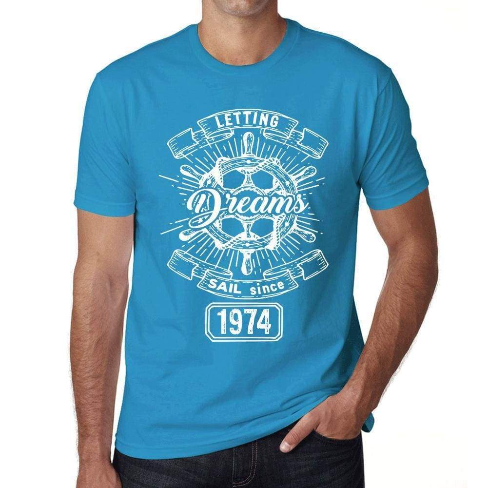 Letting Dreams Sail Since 1974 Mens T-Shirt Blue Birthday Gift 00404 - Blue / Xs - Casual