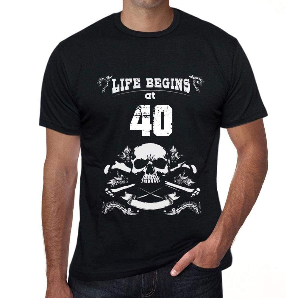 Life Begins At 40 Mens Black T-Shirt Birthday Gift 00449 - Black / Xs - Casual