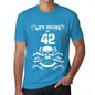Life Begins At 42 Mens T-Shirt Blue Birthday Gift 00451 - Blue / Xs - Casual