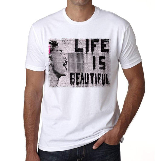 Life Is Beautiful Mens Tee White 100% Cotton 00164