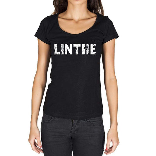 Linthe German Cities Black Womens Short Sleeve Round Neck T-Shirt 00002 - Casual