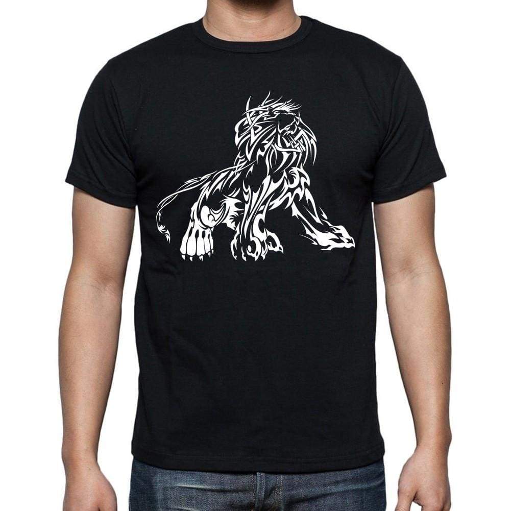 Lion Tribal Tattoo Black Gift T Shirt Mens Tee Black 00166