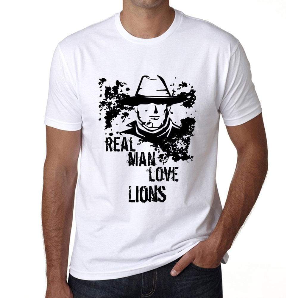 Lions Real Men Love Lions Mens T Shirt White Birthday Gift 00539 - White / Xs - Casual