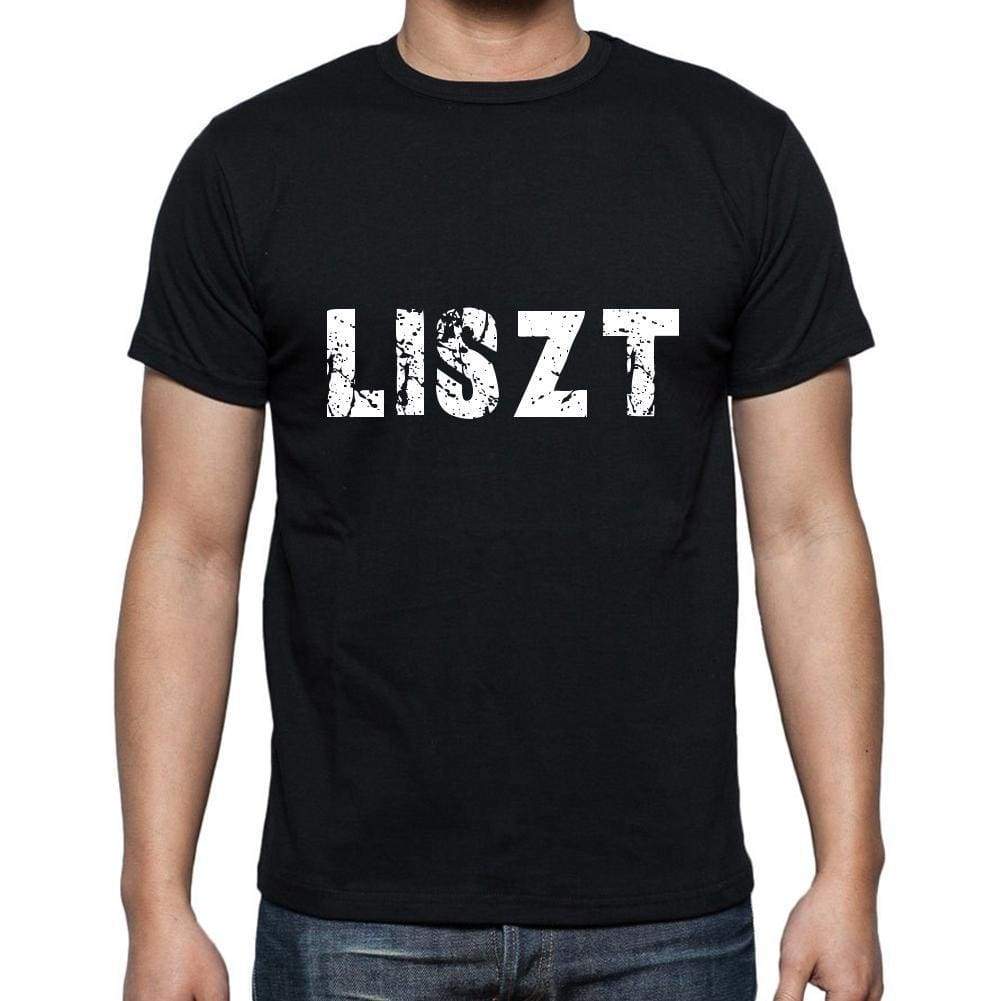 Liszt Mens Short Sleeve Round Neck T-Shirt 5 Letters Black Word 00006 - Casual
