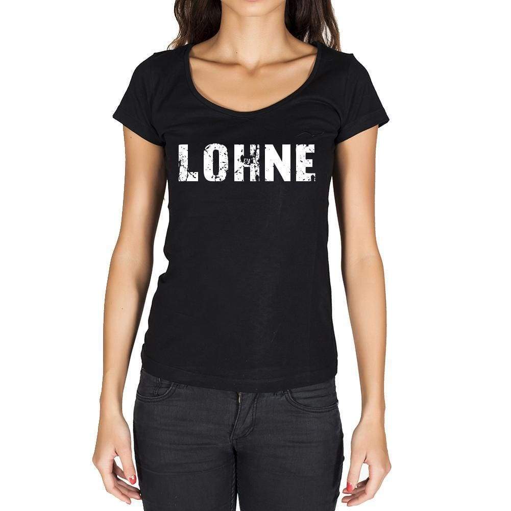 Lohne German Cities Black Womens Short Sleeve Round Neck T-Shirt 00002 - Casual