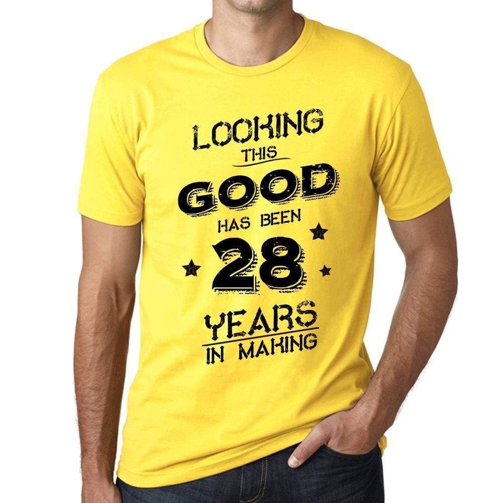 Looking This Good Has Been 28 Years In Making Mens T-Shirt Yellow Birthday Gift 00442 - Yellow / Xs - Casual