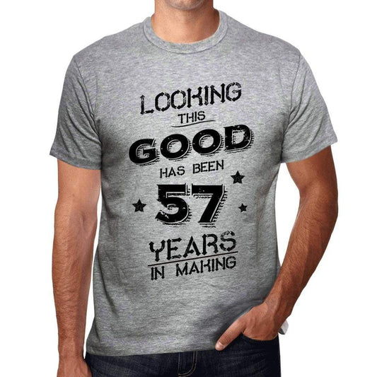 Looking This Good Has Been 57 Years In Making Mens T-Shirt Grey Birthday Gift 00440 - Grey / S - Casual