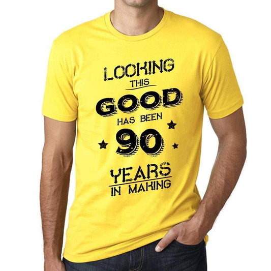Looking This Good Has Been 90 Years In Making Mens T-Shirt Yellow Birthday Gift 00442 - Yellow / Xs - Casual