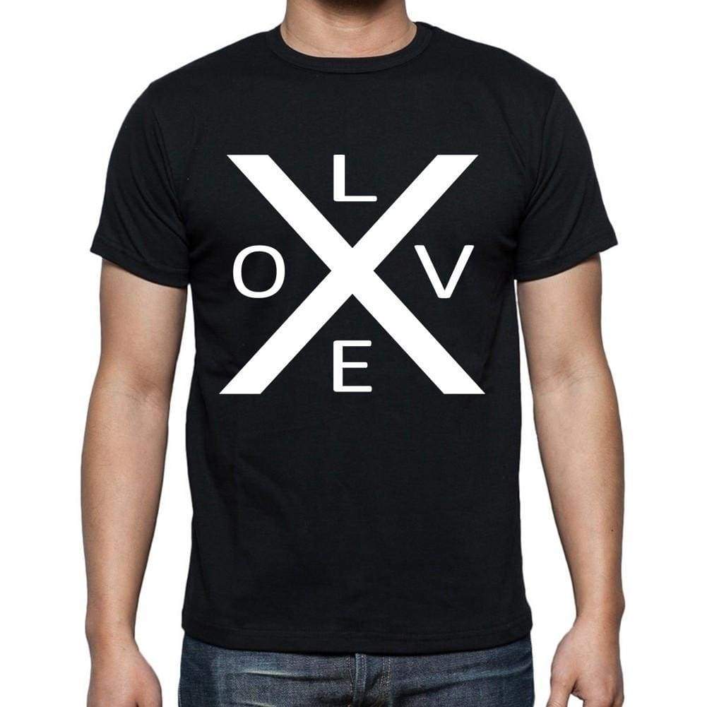 Love X Mens Short Sleeve Round Neck T-Shirt Black T-Shirt En