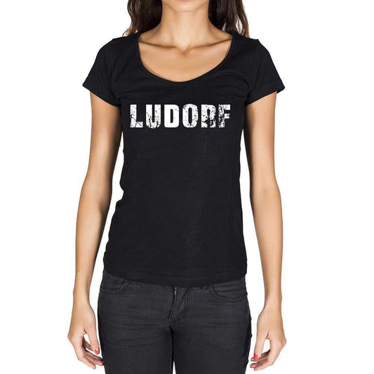 Ludorf German Cities Black Womens Short Sleeve Round Neck T-Shirt 00002 - Casual