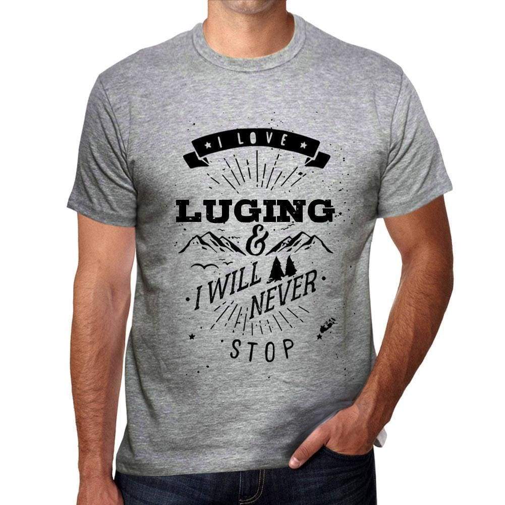 Luging I Love Extreme Sport Grey Mens Short Sleeve Round Neck T-Shirt 00293 - Grey / S - Casual