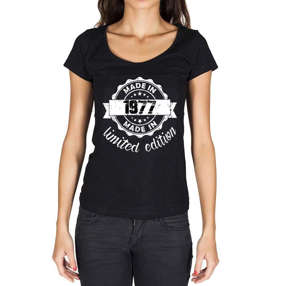 Made In 1977 Limited Edition Womens T-Shirt Black Birthday Gift 00426 - Black / Xs - Casual