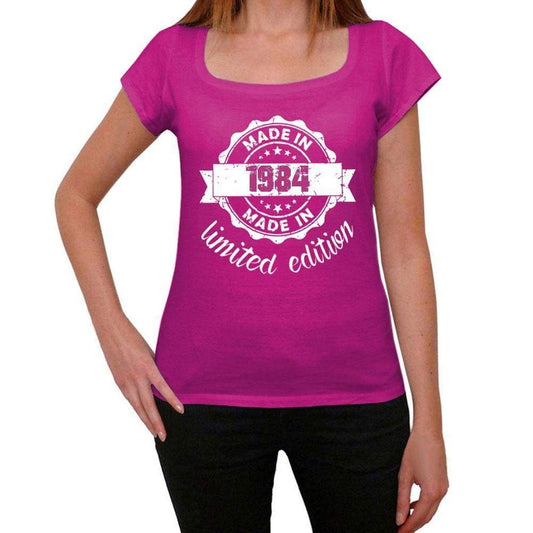 Made In 1984 Limited Edition Womens T-Shirt Pink Birthday Gift 00427 - Pink / Xs - Casual
