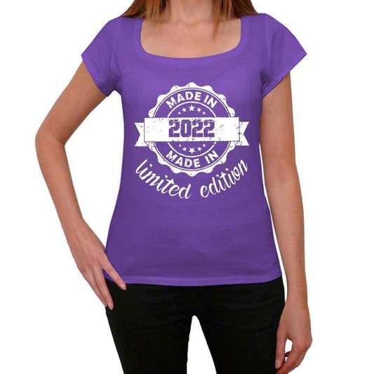 Made In 2022 Limited Edition Womens T-Shirt Purple Birthday Gift 00428 - Purple / Xs - Casual