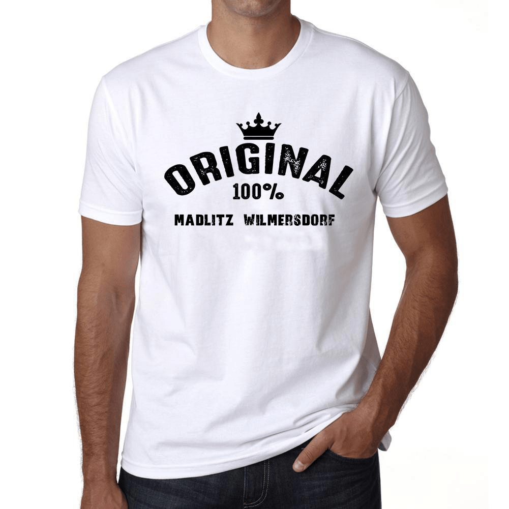 Madlitz Wilmersdorf 100% German City White Mens Short Sleeve Round Neck T-Shirt 00001 - Casual