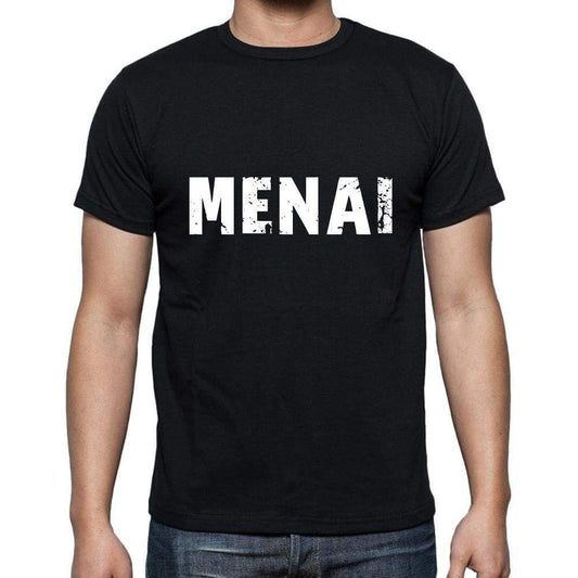 Menai Mens Short Sleeve Round Neck T-Shirt 5 Letters Black Word 00006 - Casual