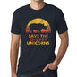 Mens Graphic T-Shirt Save the Chubby Unicorn Navy - Navy / XS / Cotton - T-Shirt
