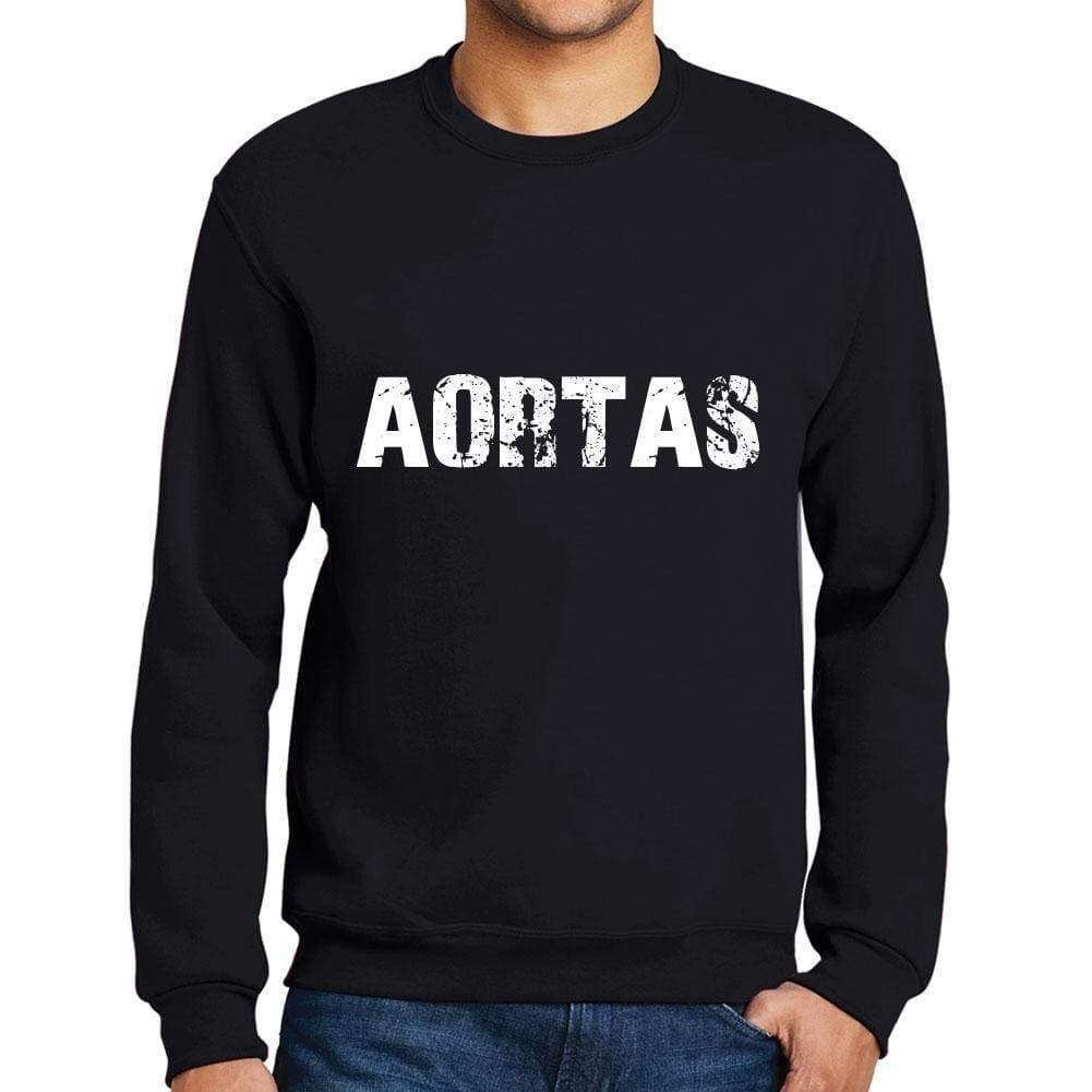 Mens Printed Graphic Sweatshirt Popular Words Aortas Deep Black - Deep Black / Small / Cotton - Sweatshirts