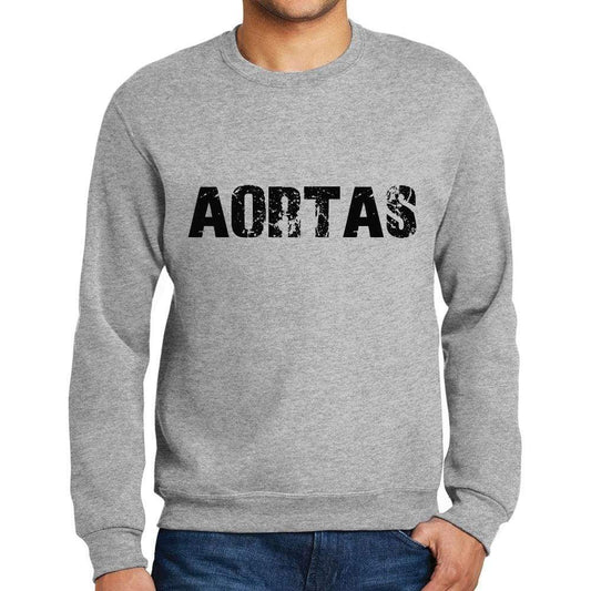 Mens Printed Graphic Sweatshirt Popular Words Aortas Grey Marl - Grey Marl / Small / Cotton - Sweatshirts