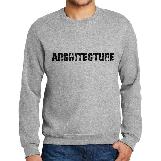 Mens Printed Graphic Sweatshirt Popular Words Architecture Grey Marl - Grey Marl / Small / Cotton - Sweatshirts