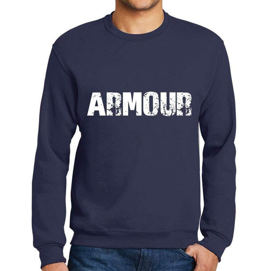 Mens Printed Graphic Sweatshirt Popular Words Armour French Navy - French Navy / Small / Cotton - Sweatshirts