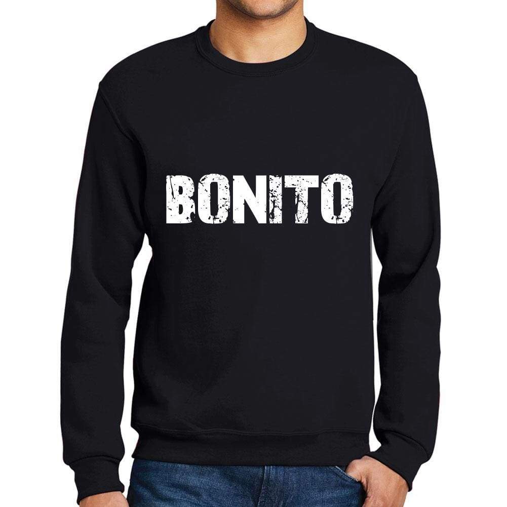 Mens Printed Graphic Sweatshirt Popular Words Bonito Deep Black - Deep Black / Small / Cotton - Sweatshirts