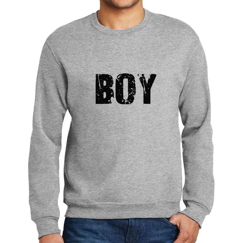 Mens Printed Graphic Sweatshirt Popular Words Boy Grey Marl - Grey Marl / Small / Cotton - Sweatshirts