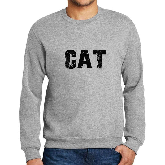 Mens Printed Graphic Sweatshirt Popular Words Cat Grey Marl - Grey Marl / Small / Cotton - Sweatshirts