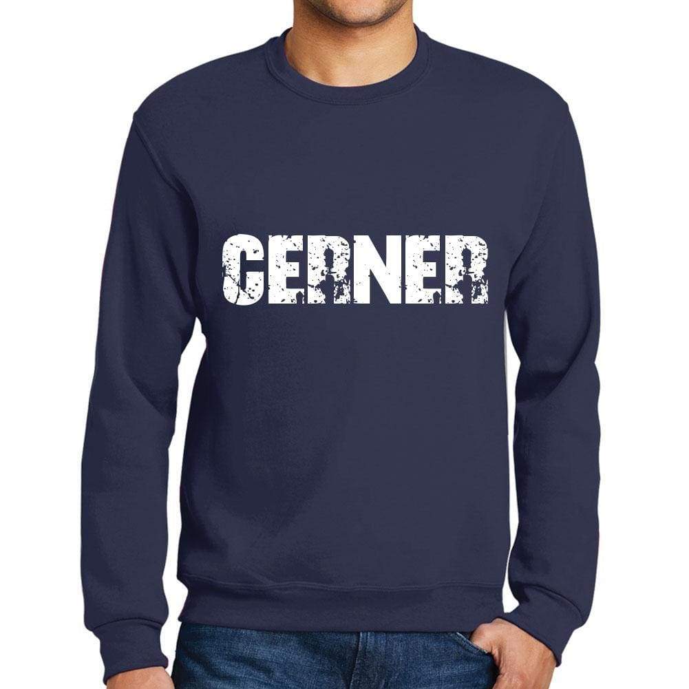 Mens Printed Graphic Sweatshirt Popular Words Cerner French Navy - French Navy / Small / Cotton - Sweatshirts